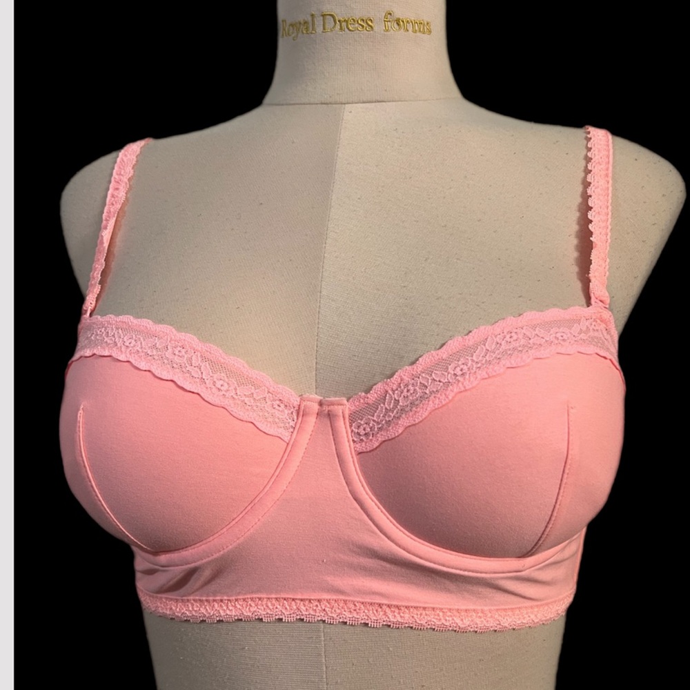 Soft Lace Trim Pink Bralette